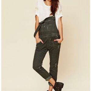 Free People Green Corduroy Overalls XS